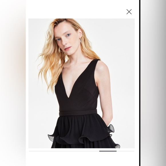 BETSEY & ADAM ELENI" SCUBA CREPE TOP AND CHIFFON SKIRT FLOOR LENGTH DRESS - Picture 5 of 13